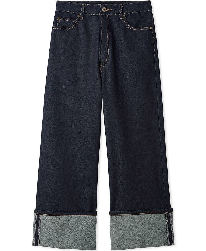 リボンステッチロールアップデニムパンツ IND 0