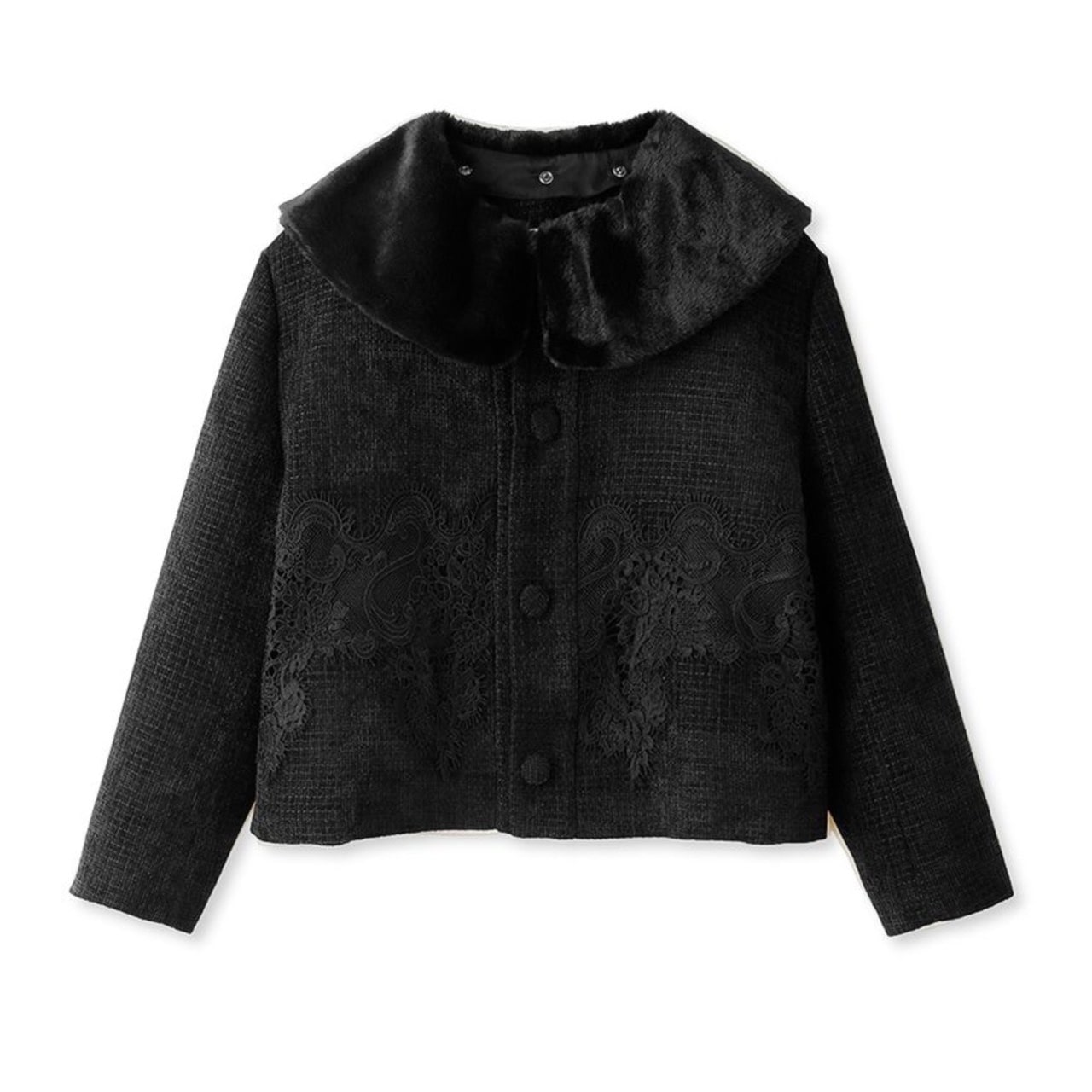 レースコンビツイードジャケット BLK F