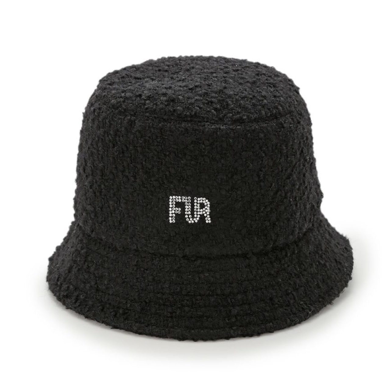 クリスタルFURロゴツイードバケットハット BLK F