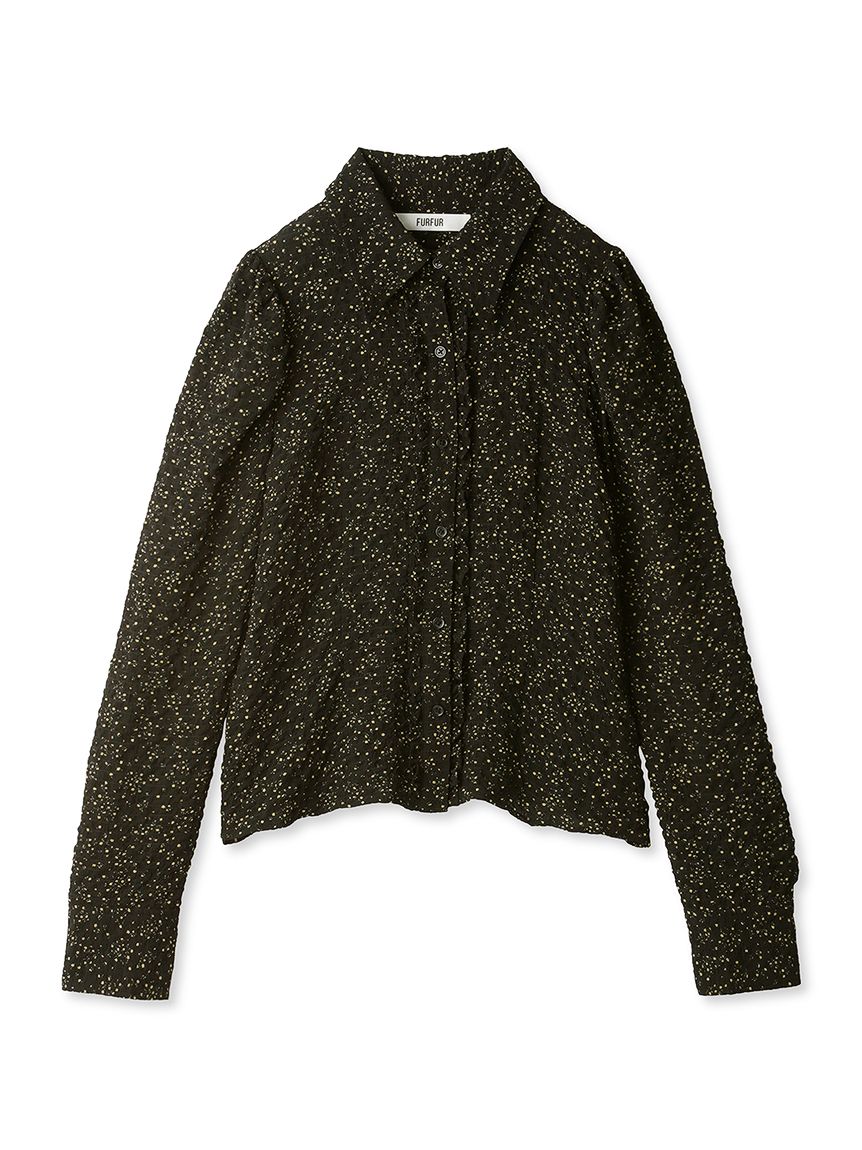 フラワーパフスリーブコンパクトシャツ BLK F