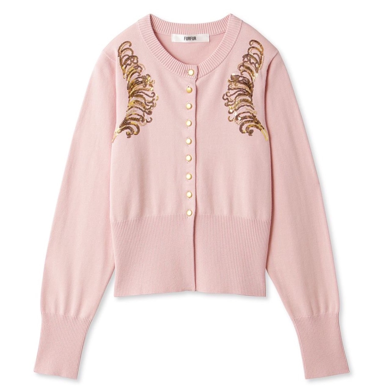 スパンコール刺繍カーディガン PNK F