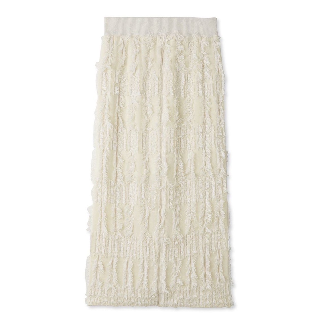 フリンジ編みニットスカート WHT F