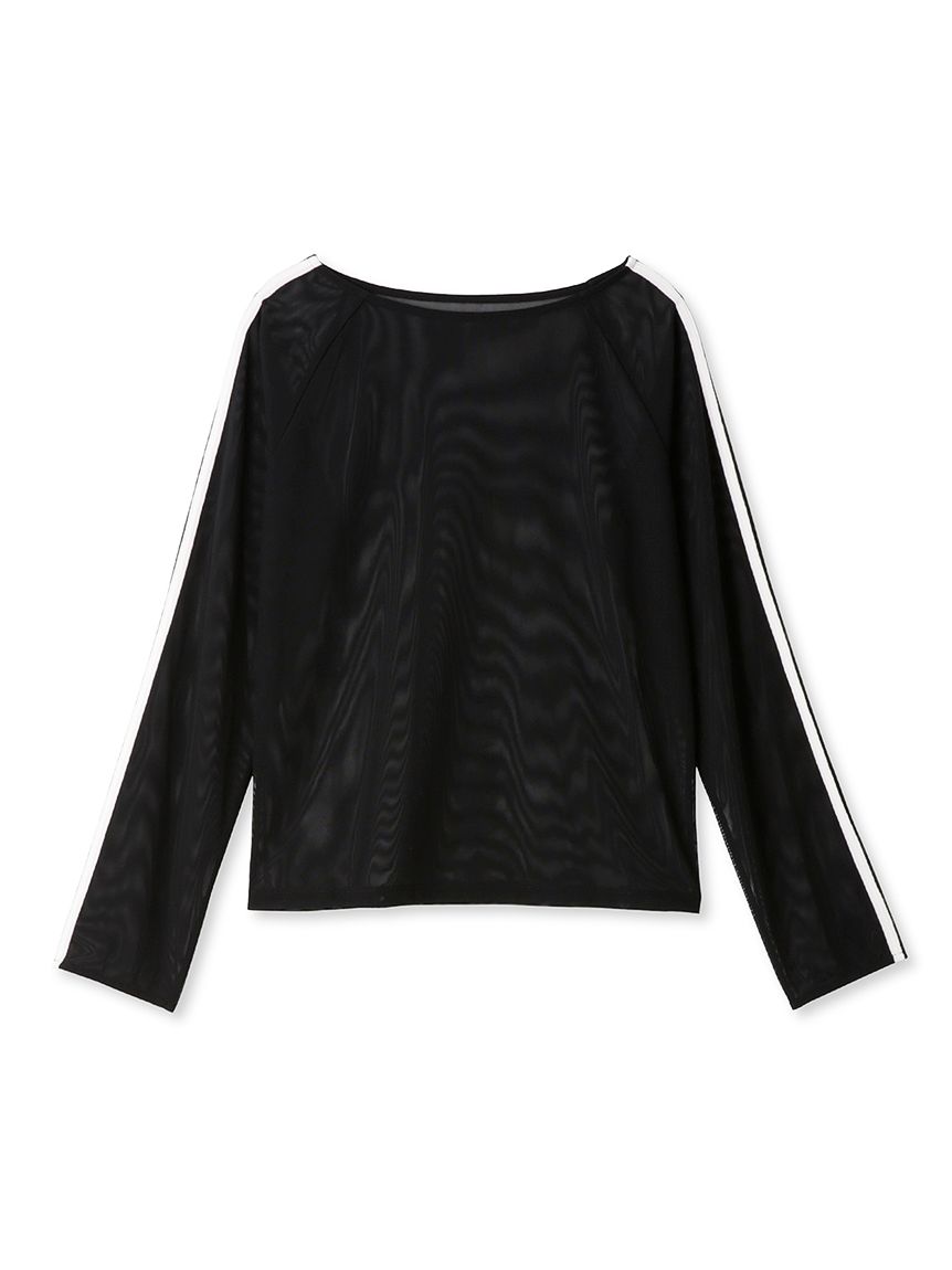 ライン入りシアーカットソー BLK F