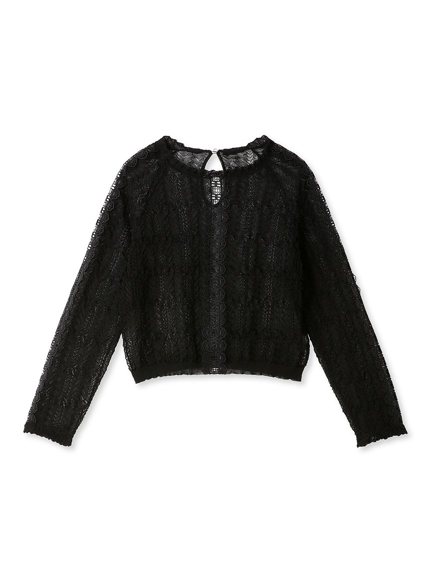 レース編みトップス BLK F