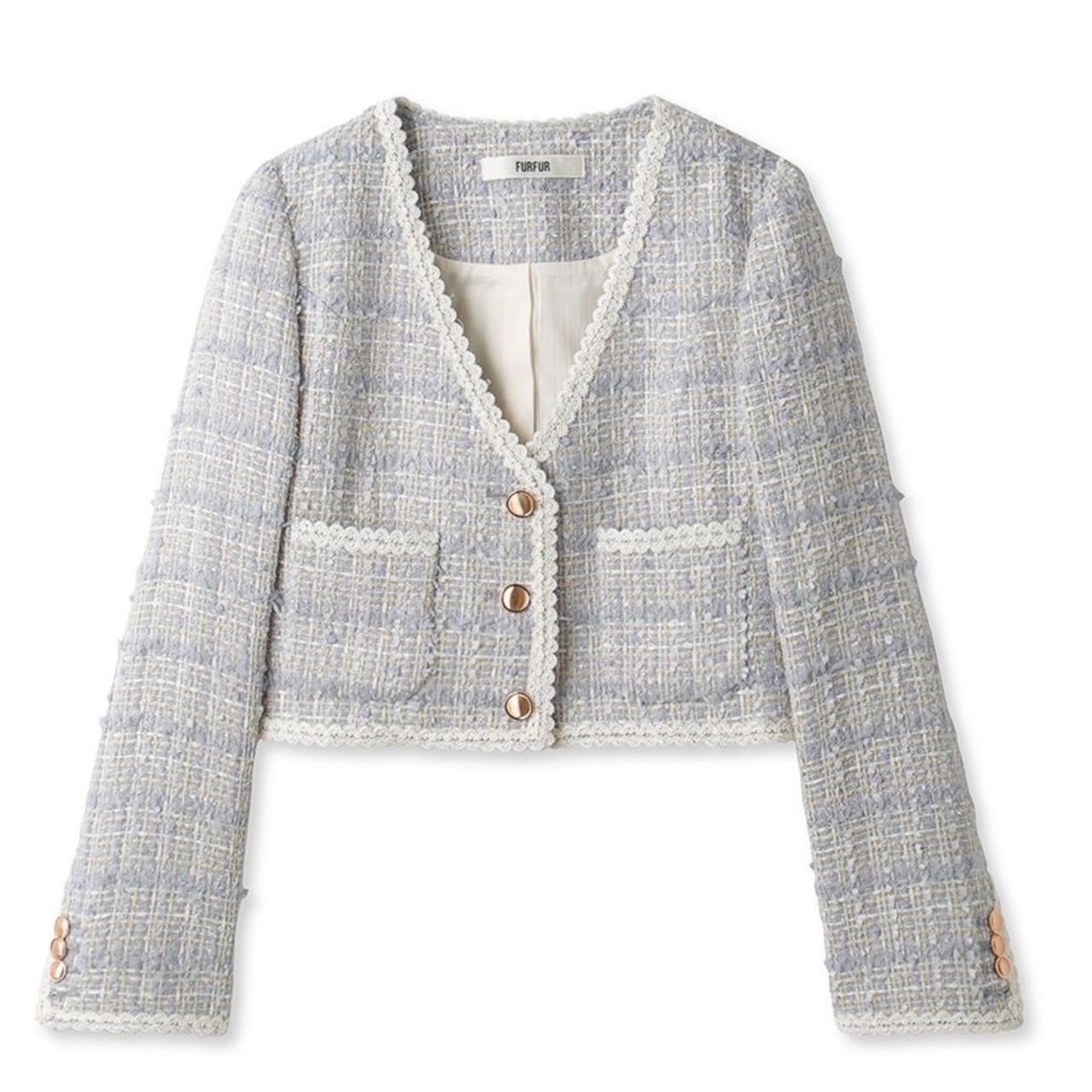 トリミングツイードジャケット LAV F