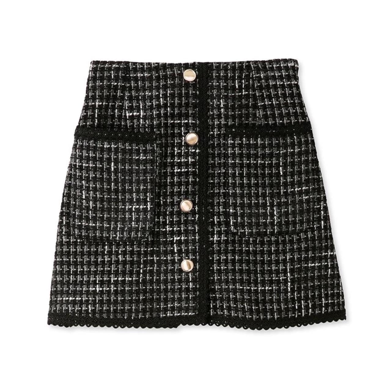 トリミングツイードスカショーパン BLK F