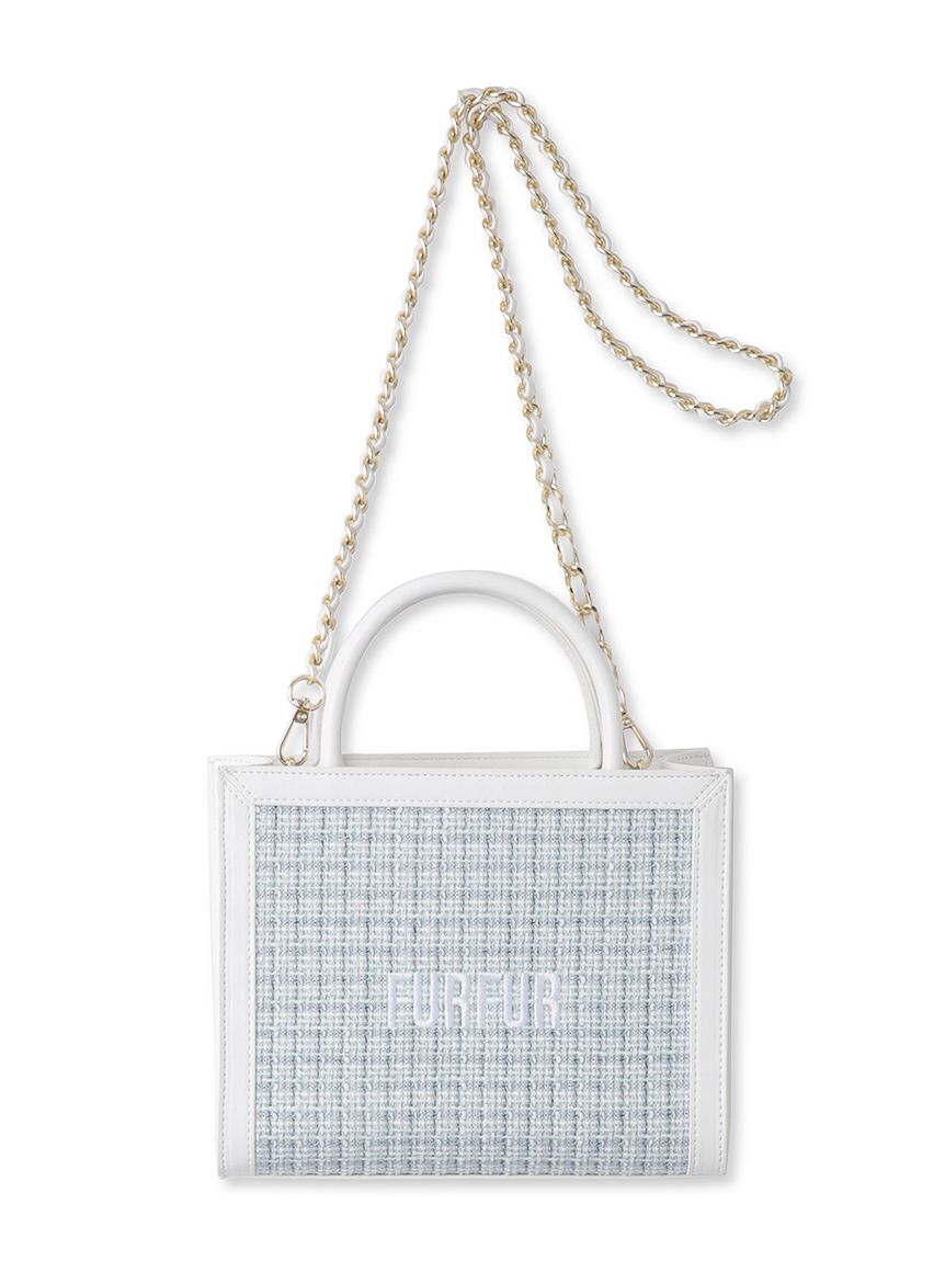 ツイードロゴトートバッグ MNT F