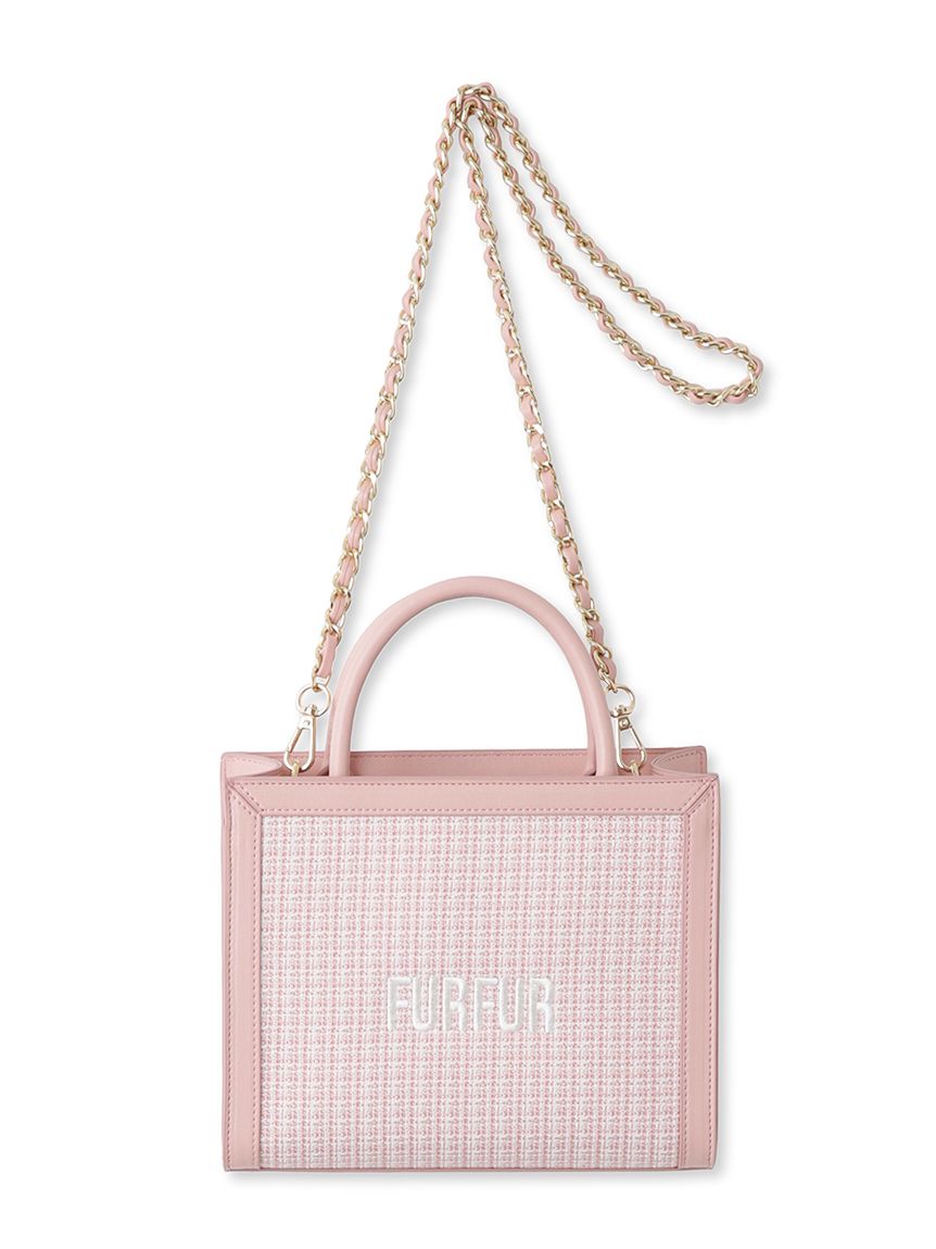 ツイードロゴトートバッグ PNK F