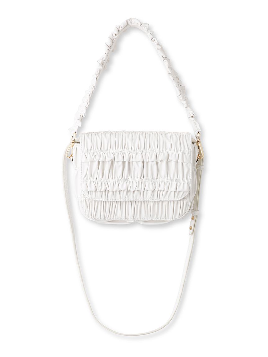 レザーライクギャザーフリルバッグ WHT F