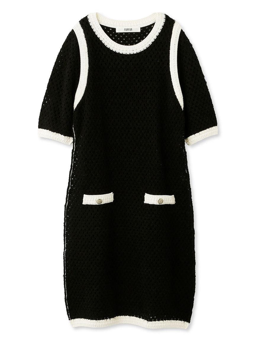 クラシカルミニニットワンピース BLK F