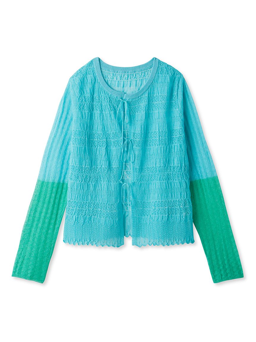 バイカラーシアーカーディガン GRN F