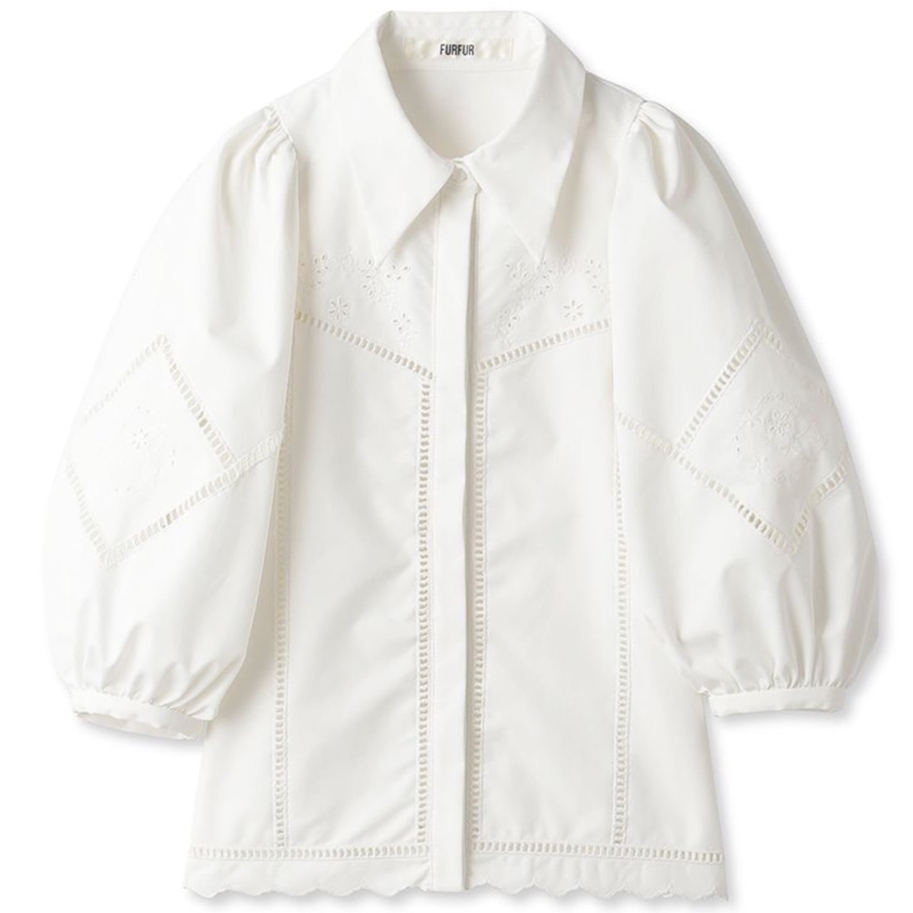 カットワーク刺繍ブラウス IVR F