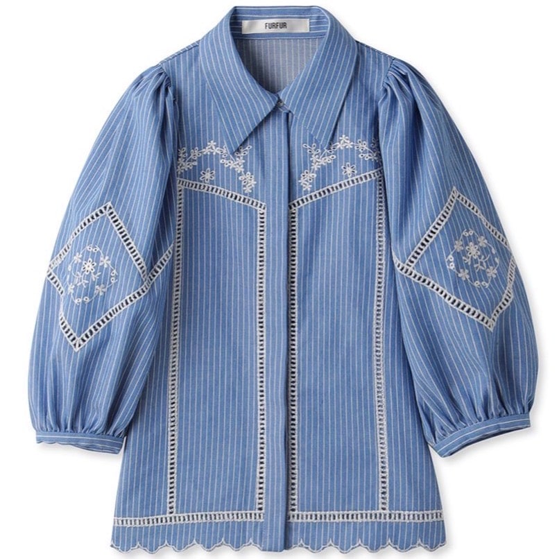 カットワーク刺繍ブラウス STRIPE F