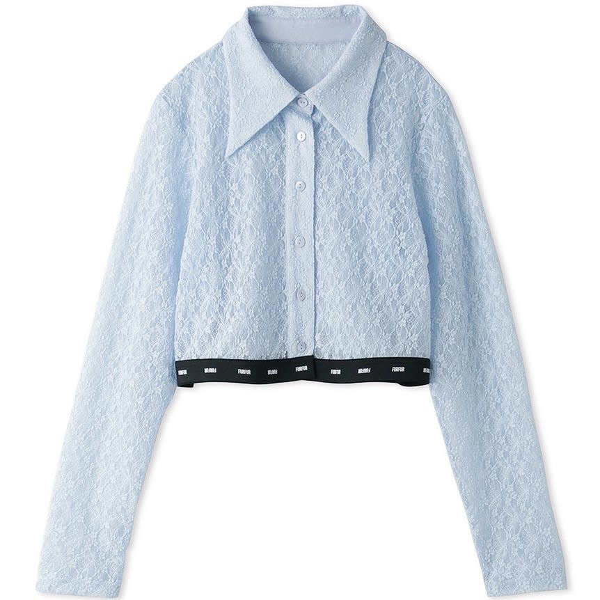 ウエストロゴレースシャツ SAX F