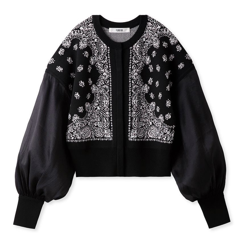 バンダナジャガードシアーカーディガン BLK F