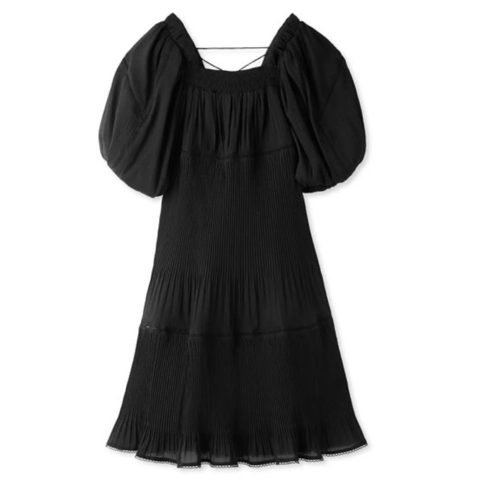 ティアードプリーツミニドレス BLK F