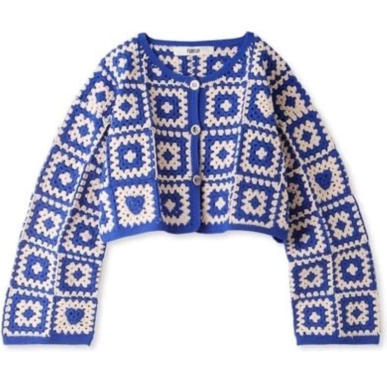 グラニークロシェカーディガン BLU F