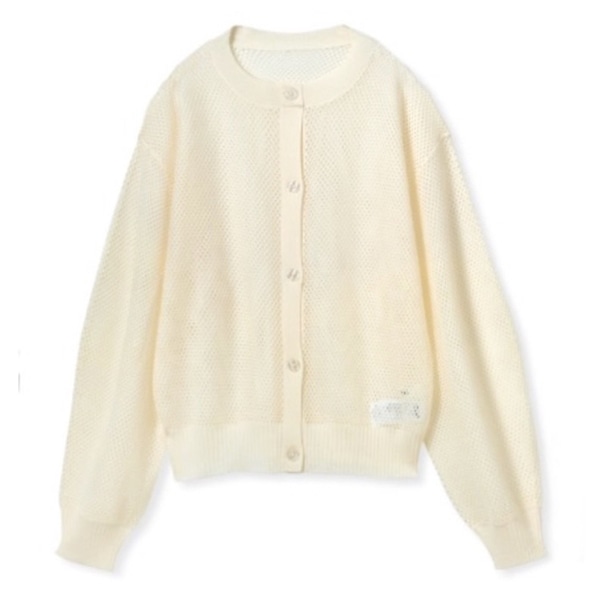 メッシュ編みカーディガン WHT F