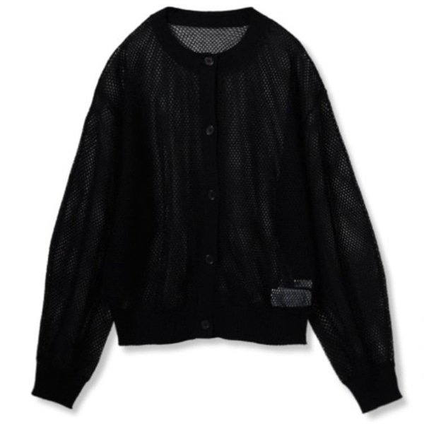 メッシュ編みカーディガン BLK F