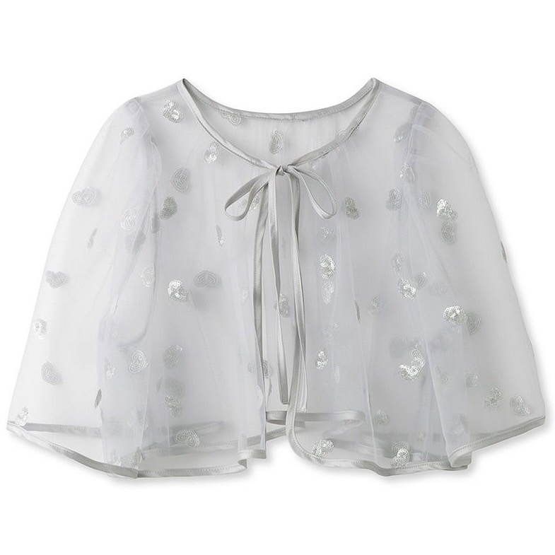 グリッターハート刺繍ボレロ LBLU F