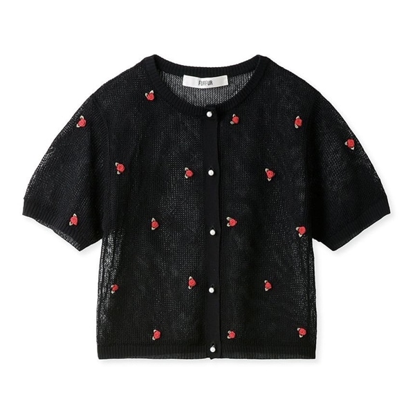 プティフラワーカーディガン BLK F