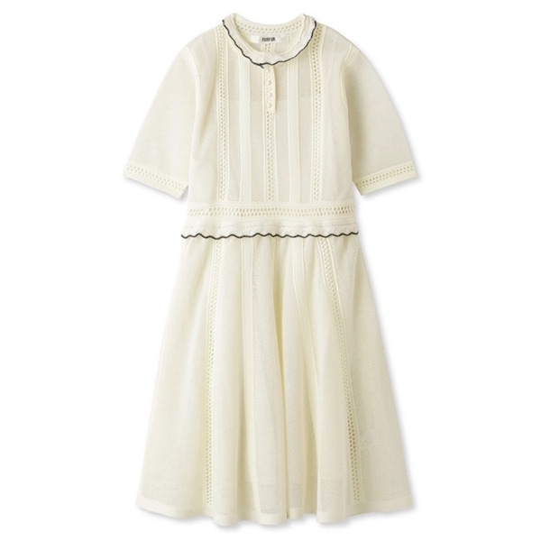 レーシーニットミニドレス WHT F