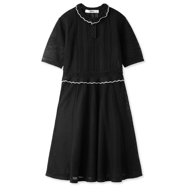 レーシーニットミニドレス BLK F