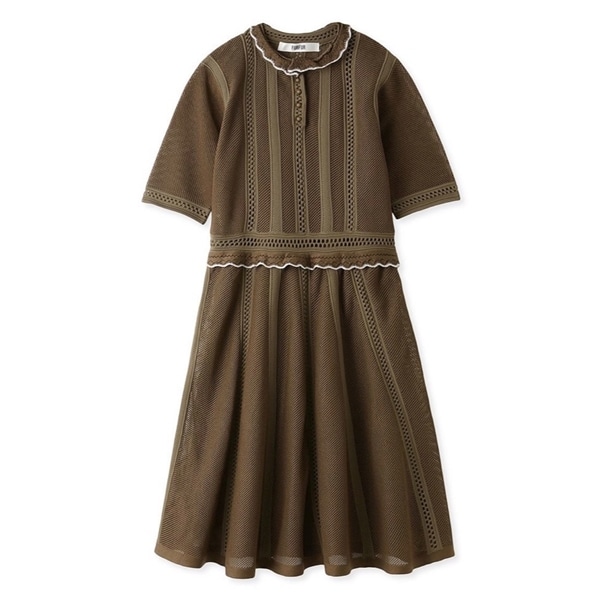 レーシーニットミニドレス BRW F