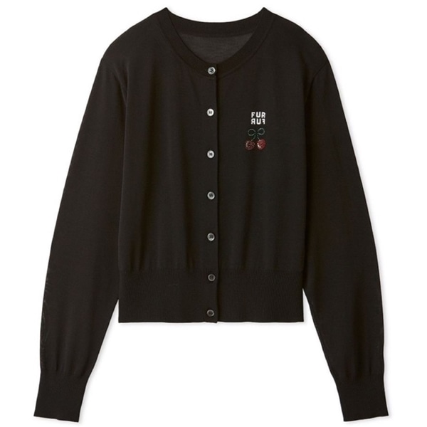 【上國料萌衣コラボ】チェリーカーディガン BLK F