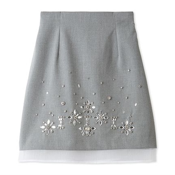 【上國料萌衣コラボ】ビジューミニスカート GRY F