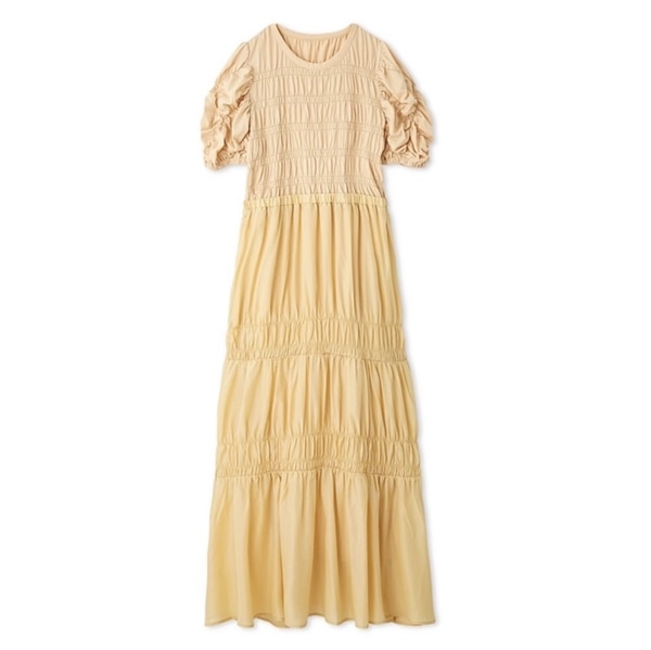 シャーリングスカートカットワンピース BEG F