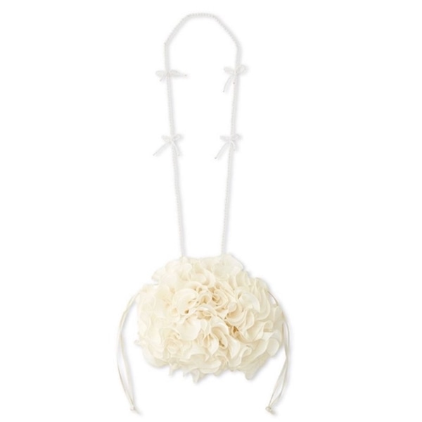 リボンストラップ巾着フリルバッグ WHT F