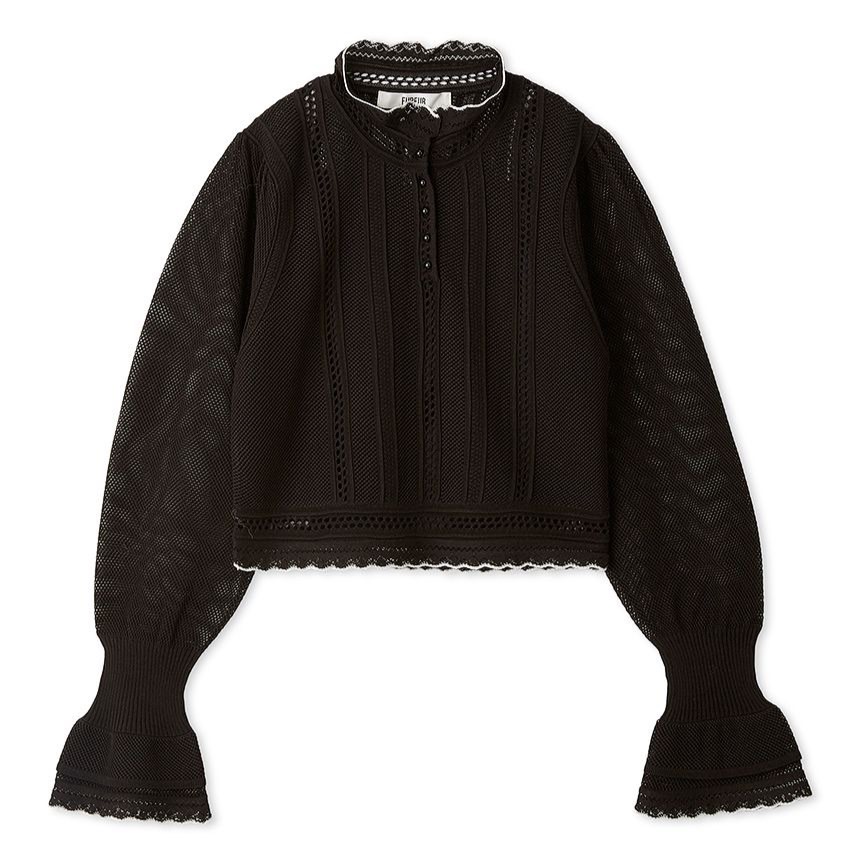 レーシーニットプルオーバー BLK F