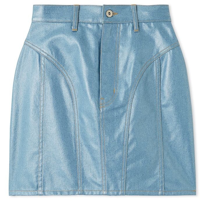 ホイルデニムミニスカート BLU F