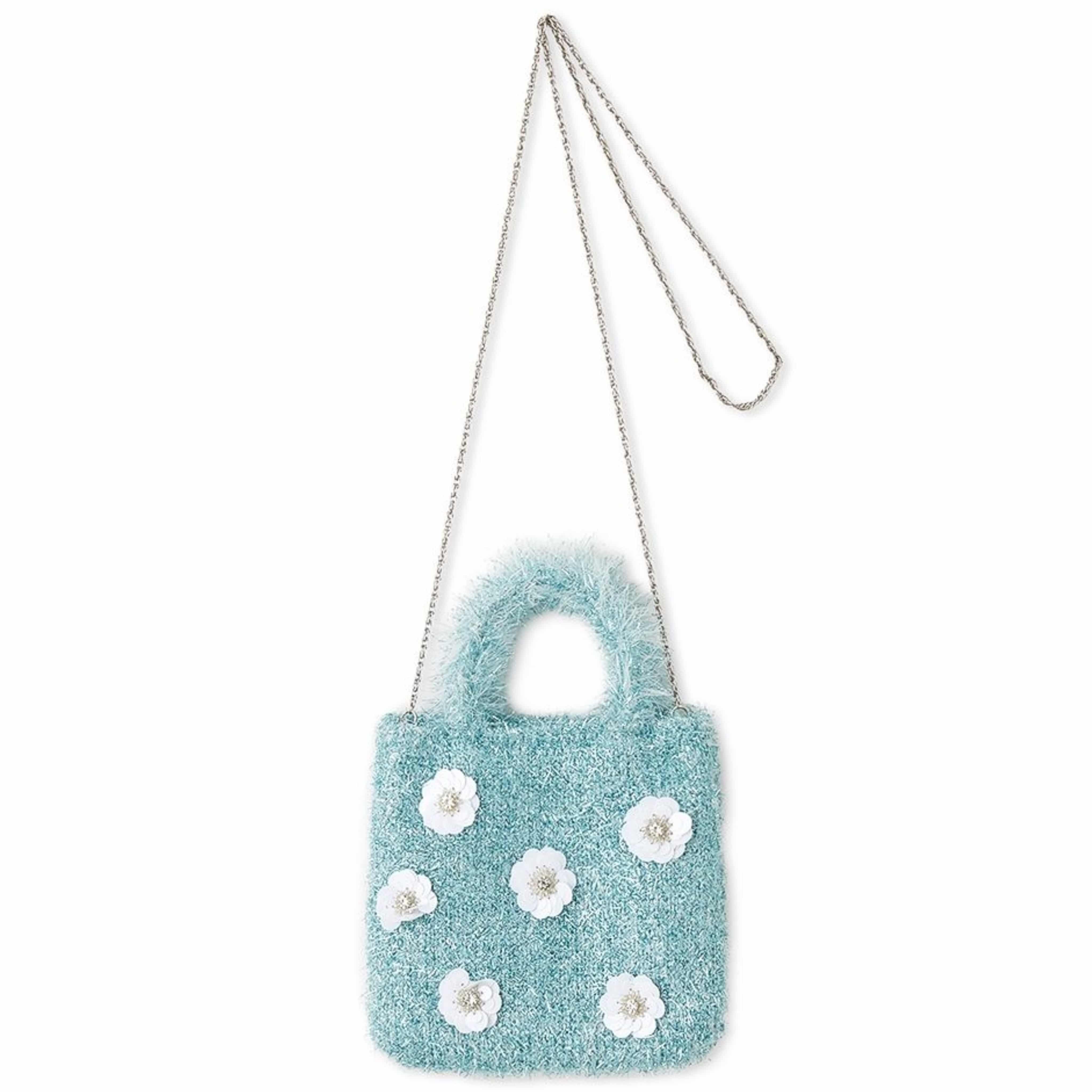 メタリックニットバッグ BLU F