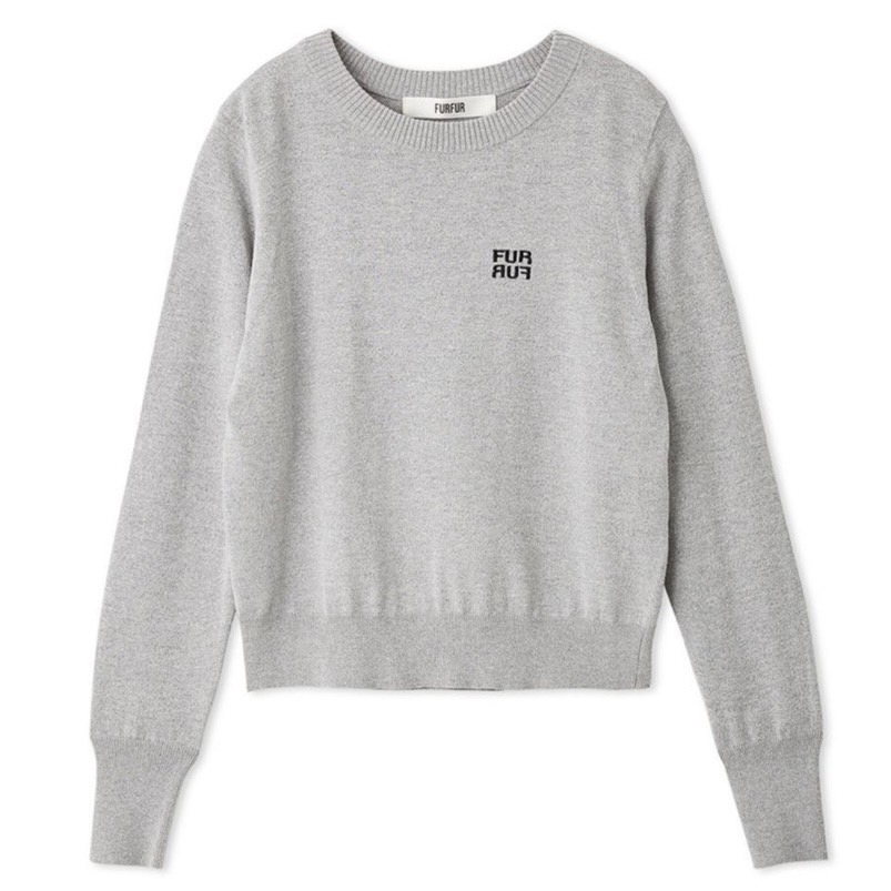 ロゴ刺繍クルーネックセーター GRY F