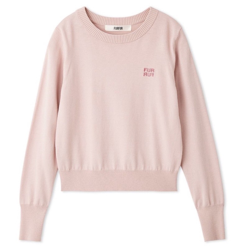 ロゴ刺繍クルーネックセーター PNK F