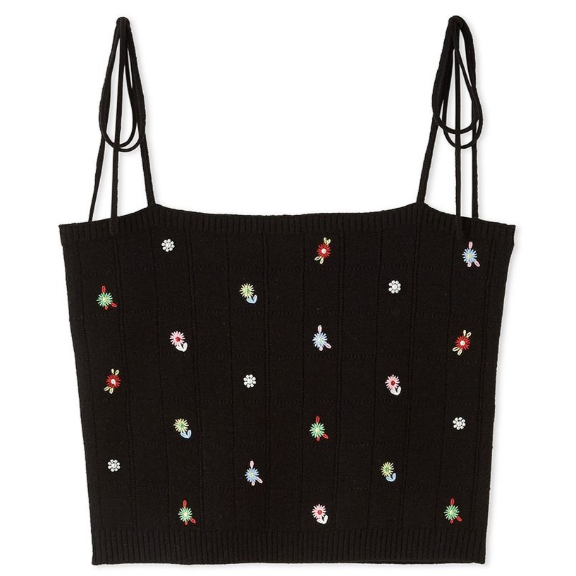 フラワーパールニットビスチェ BLK F