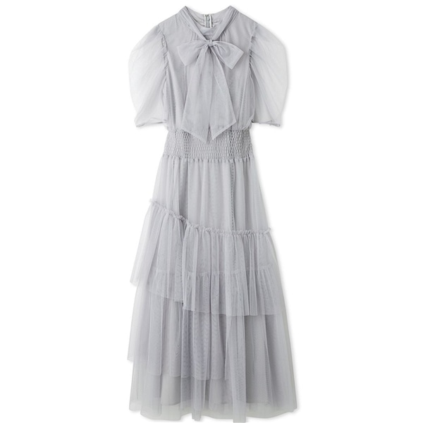 ハーフスリーブチュールドレス GRY F