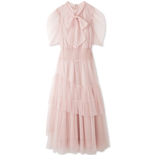 ハーフスリーブチュールドレス PNK F