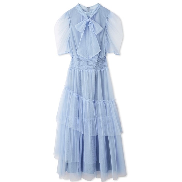 ハーフスリーブチュールドレス LBLU F