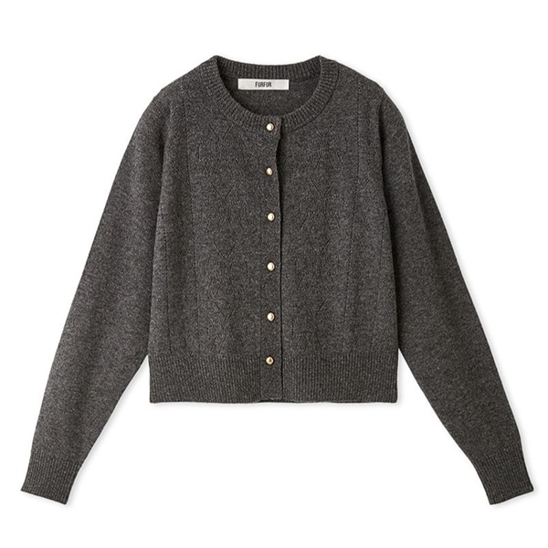 リボン柄アイレットカーディガン CGRY F