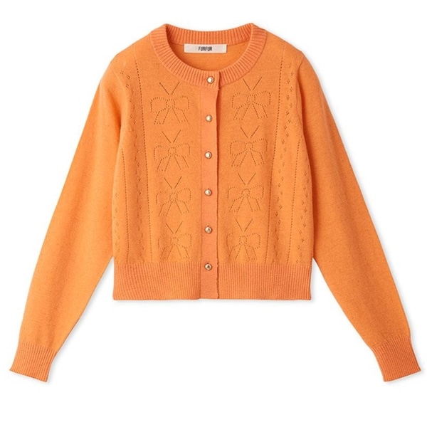 リボン柄アイレットカーディガン ORG F