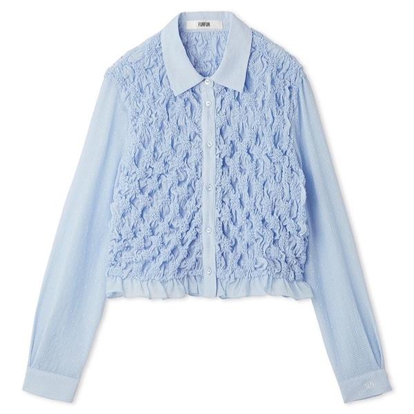 シャーリングクロップドシャツ SAX F