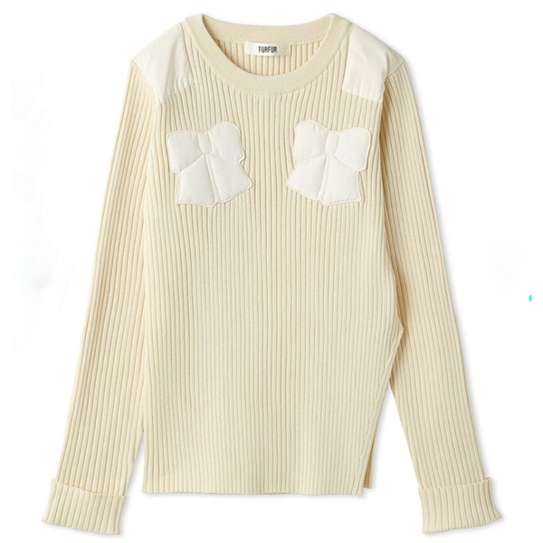 リボンアップリケコマンドプルオーバー IVR F