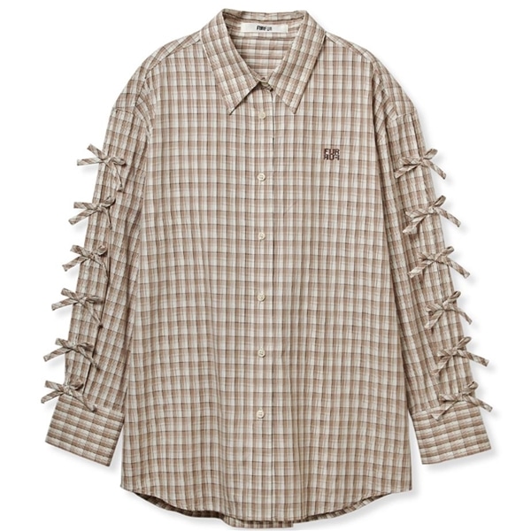 リボンスリーブオーバーシャツ BRW F