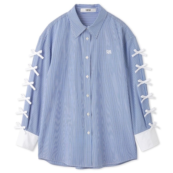 リボンスリーブオーバーシャツ BLU F