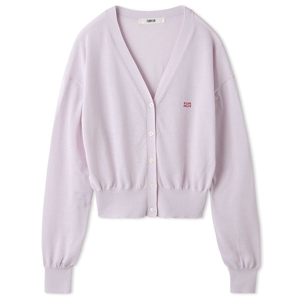 ロゴ刺繍vネックカーディガン PNK F