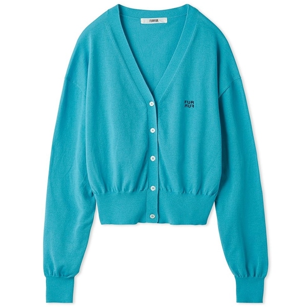 ロゴ刺繍vネックカーディガン TUQ F