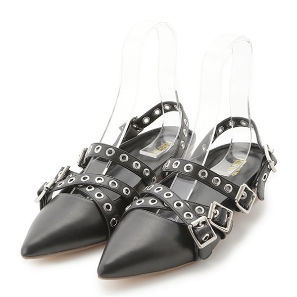 クロスストラップアイレットシューズ BLK 36